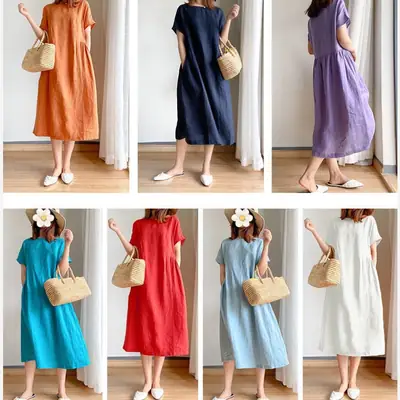 Women Loose Slim Summer Dress White 2021