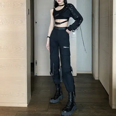 Black Camisole Leggings with Long Sleeve Top for Dance Wear