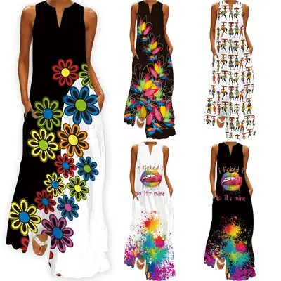 2026 V-Neck Printed Sexy Dress for Women