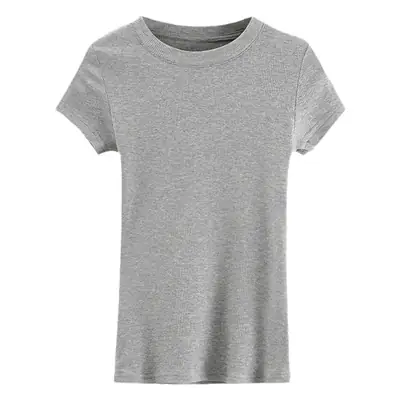 Women Ribbed Cotton T-Shirt Summer 2025 Plus Size
