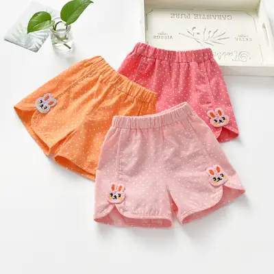 Girls' Pink Polka Dot Rabbit Shorts 2025