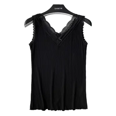 White V-Neck Lace Camisole with Sleeveless Design