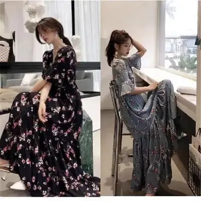 2021 Summer Floral Bell Sleeve Dress for Women