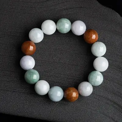 Tri-color Ice Jade Bracelet 13mm for Men Women
