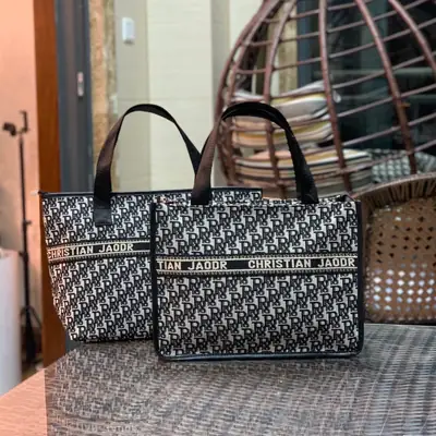 Black Checkered Korean Style Tote Bag Large Capacity