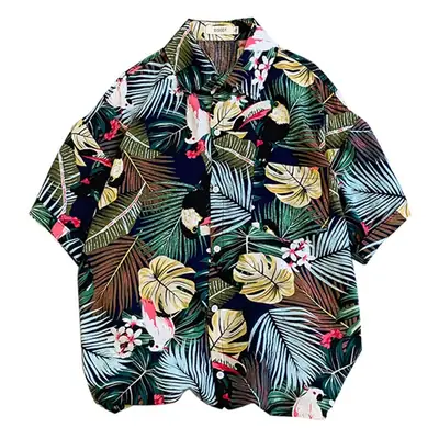 Hawaii Pineapple Print Short Sleeve Men Shirt Large