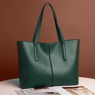 Green Leather Tote Bag for Women 2021