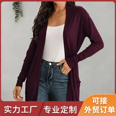 Women's Black Long Sleeve Knitted Cardigan Sweater