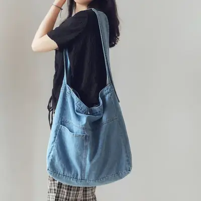 Women Denim Shoulder Bags Large Capacity School Crossbody