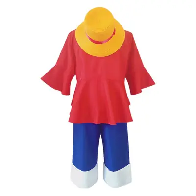 Luffy One Piece Cosplay Suit Yellow Hat Blue Pants