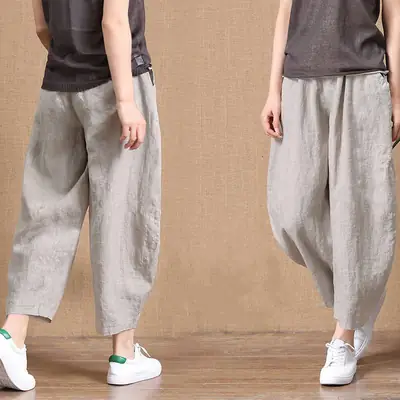 Women's Black Elastic Waist Wide Leg Pants Slimming Casual