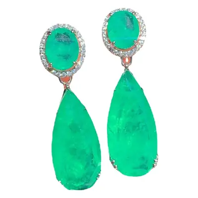 Blue Paraíba Emerald Water Drop Earrings for Women