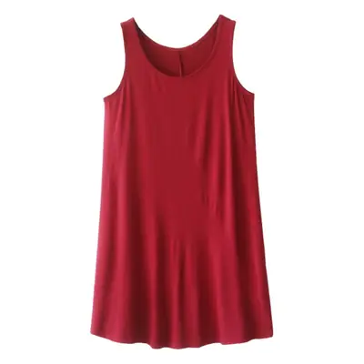 Women's Red Sleeveless Nightgown Plus Size Plus Fat Belly Covering