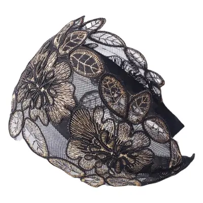 Black Lace Floral Headband for Women