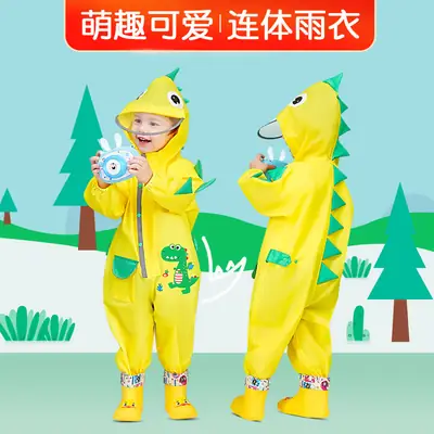 Pink Dinosaur One-Body Raincoat for Kids Boys Girls