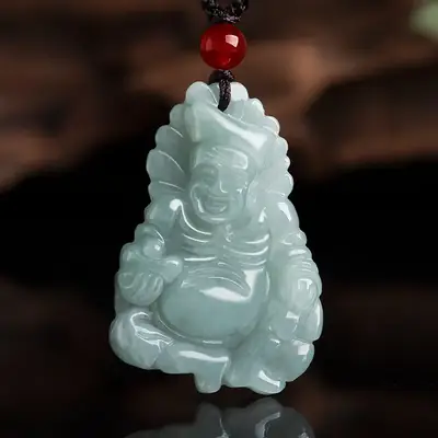 Natural Burma Jade Living Buddha Pendant for Men Women