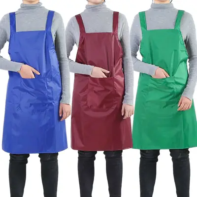 Waterproof Apron with Double Shoulder Straps Red