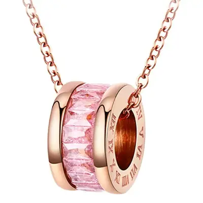 Women's Rose Gold Tide Transfer Necklace with Pink Lace Band
