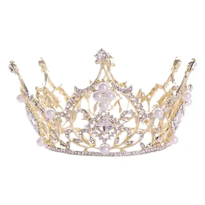 Baroque Bridal Crown with Diamond & Pearl Accents