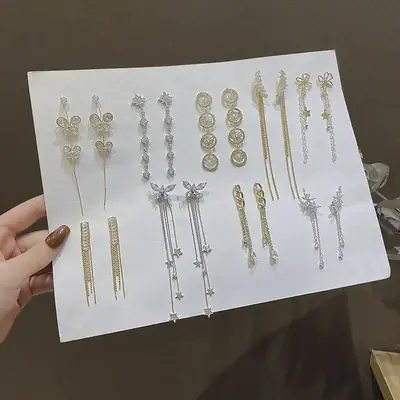 925 Silver Needle Tassel Earrings for Women