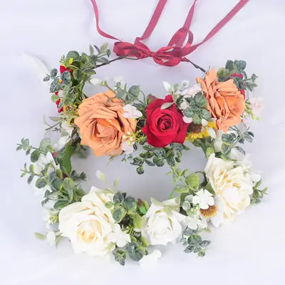 Rose Green Leaf Garland Bridal Headband