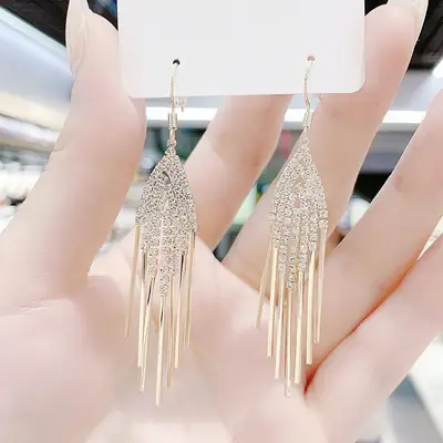 Full Diamond Tassel Earrings for Women 2024