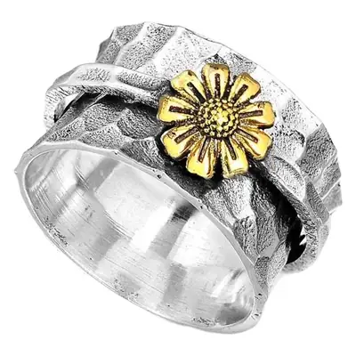 Golden Floral Cross Bracelet with Carved Design