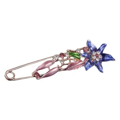 Women's Large Pin Flower Brooch with Red & Green Accents