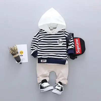 Boys Suit Casual Sweatshirt Hooded Spring and Autum Boys Fashionable Autum Clothing Split 0 Children 1 to 2 and a Half Years Old 3 Clothes