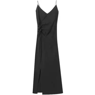 Women's Black Slim Fit Slit Inner Dress 2025