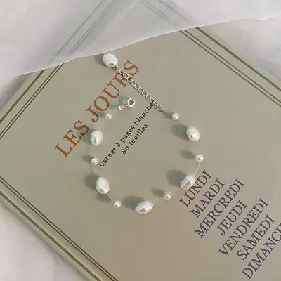 Baroque Pearl Transparent Fishwire Bracelet for Women
