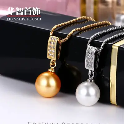 Silver Zircon Pearl Pendant for Women