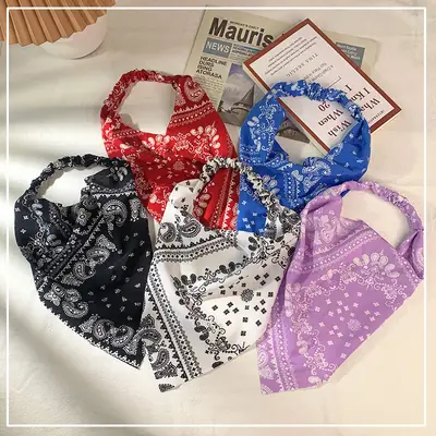 Sweet Black & White Embroidered Headscarf for Women