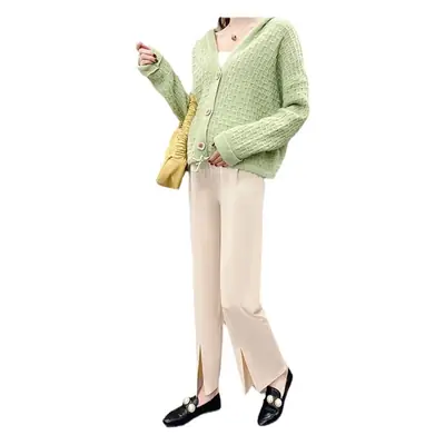 Pregnant Women Ice Silk Wide Leg Pants Straight Tube Split