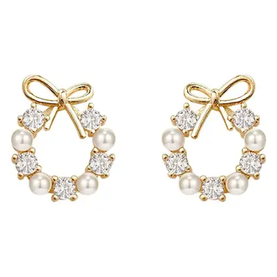 925 Silver Pearl Bow Earrings for Women