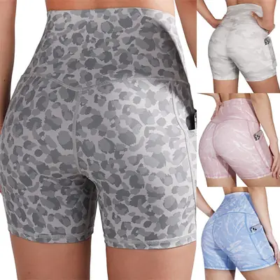 Women Camo Printed Shorts Yoga Sports Running Shorts