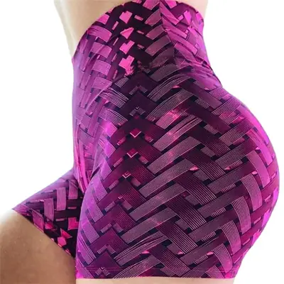 Purple Printed Woven Yoga Shorts CM571
