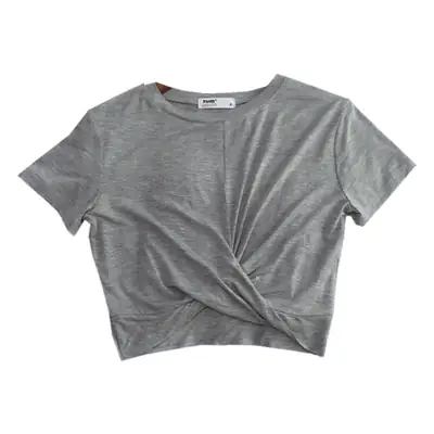 Women Knotted T-Shirt White Grey Black Loose Summer