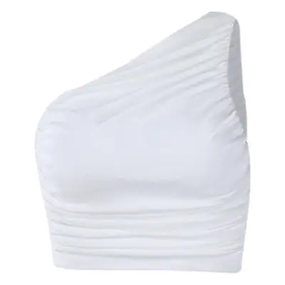 Black One-Shoulder Slim Pleated Vest for Women