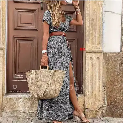 Bohemian Floral V-Neck Dress for Women