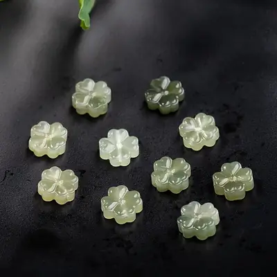 Natural Hetian Jade Four-Leaf Bracelet Blue White