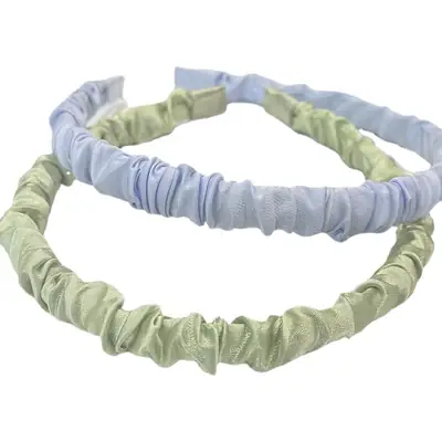 Women's Korean Style Satin Pleated Hair Hoop Green