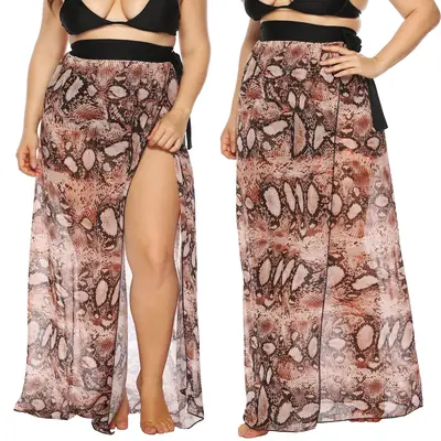 Big Sale Leopard Print Chiffon Beach Skirt Plus Size