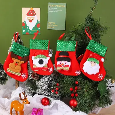 Christmas Santa Socks Gift Bag Small Size
