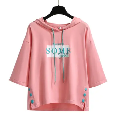 Women White Hooded T-Shirt with "SOBE" Print
