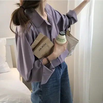 Women's Silk Draped Blouse with Taro Pants