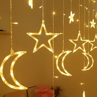 LED Star Moon Curtain Lights for Room Decor