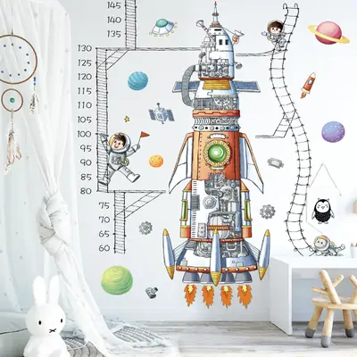 Kids Space Ruler Wall Sticker for Children's Room