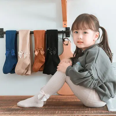 Girls' Pink Bow Leggings Cotton Baby Pants