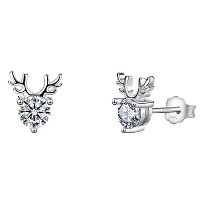 S925 Silver Deer Earrings with Moissanite Studs for Women